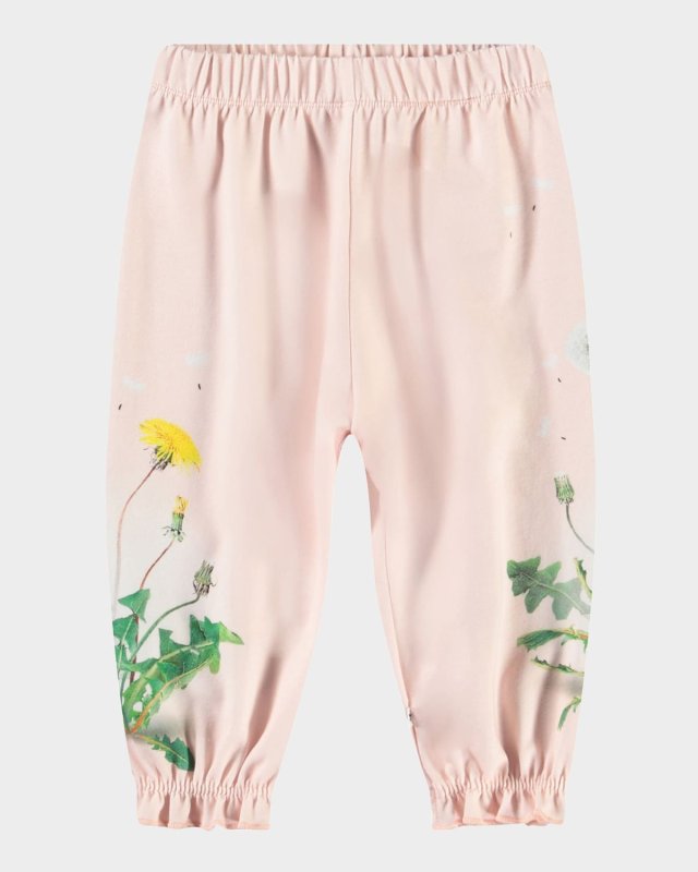 Girl's Selena Floral Organic Cotton Sweatpants, Size 6M-